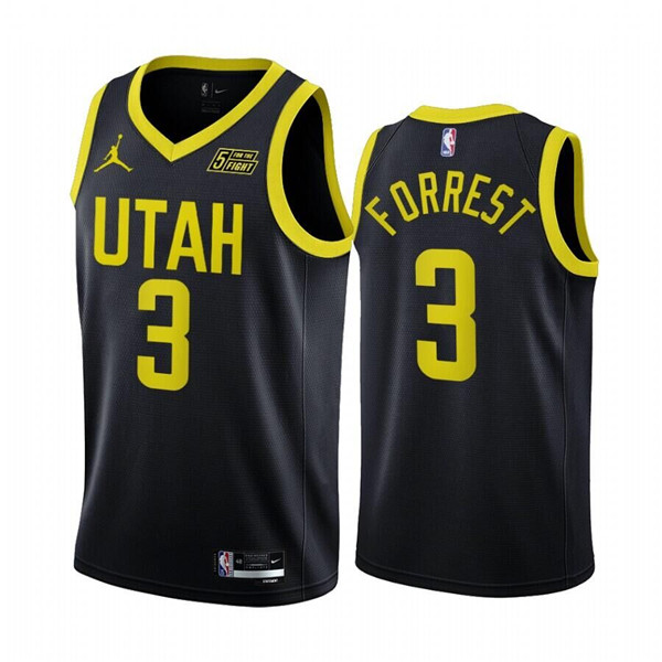 Men's Utah Jazz #3 Trent Forrest Black 2022/23 Association Edition Stitched Basketball Jersey